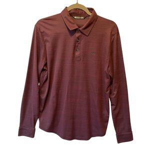 Travis Mathew long sleeve polo shirt M medium Burgundy Maroon Mens Stretch Golf